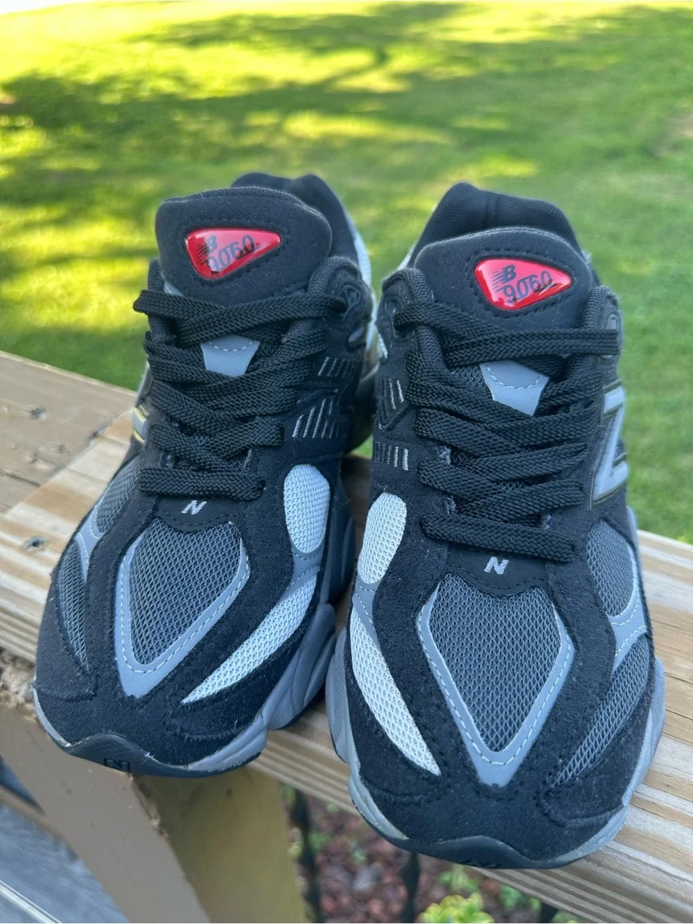 New Balance Kids Black, Gray and Red Lace-Up Sneakers